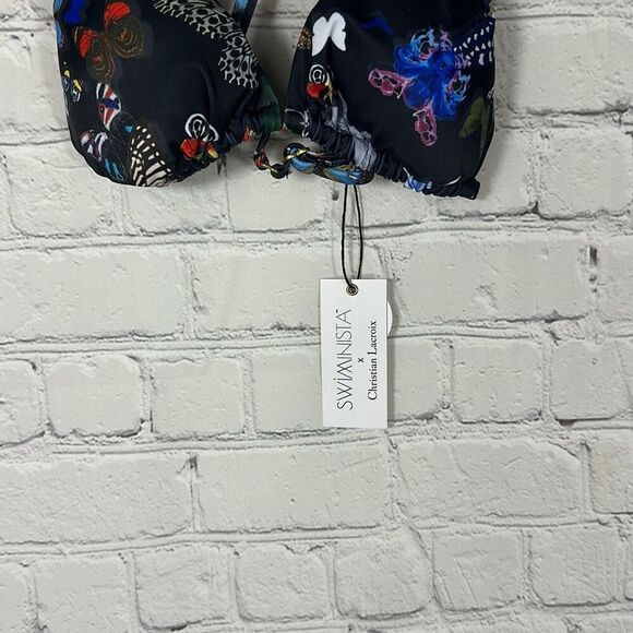 Swiminista x Christian Lacroix Black Butterfly Parade Print Bikini Top size S - Picture 2 of 8